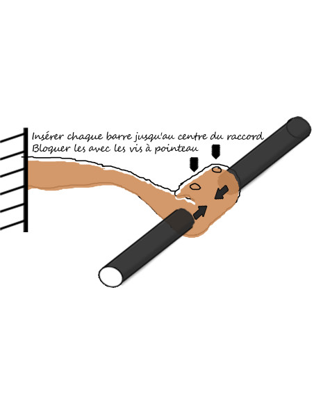Support/Raccord tringle à rideau en fer forgé main RUSTIK déport 4cm