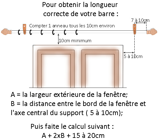 Tringle à Rideau en fer forgé main DROITE 100cm